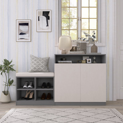 Armoire d'entrée multifonctionnelle avec banc de rangement pour chaussures et tablettes réglables