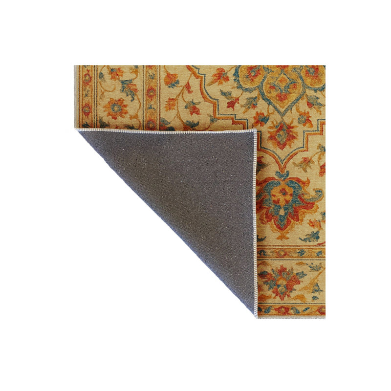 Tapis bleu tissé lavable rétro Mosso, 2'6" x 9'10"