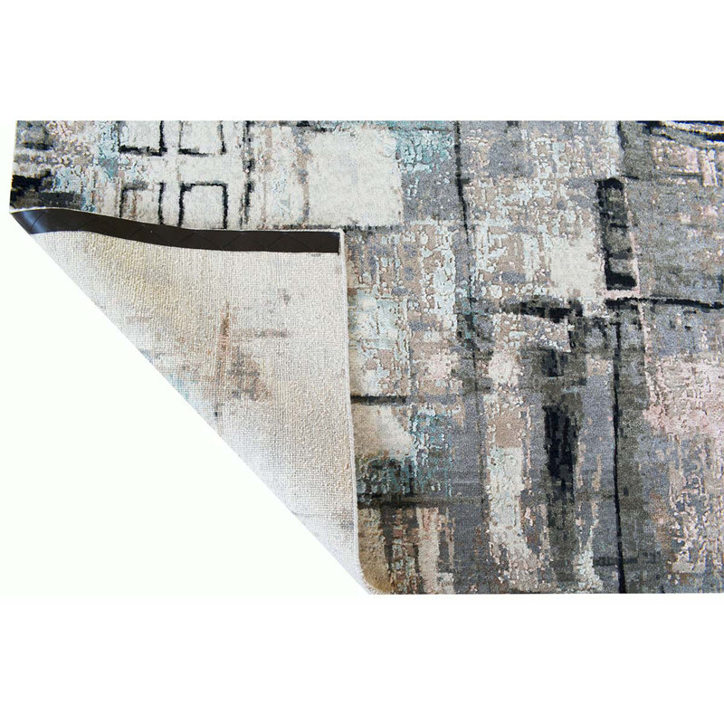 Hand Woven Silk and Wool Abstract Area Rug, Rectangle 8' x 10'