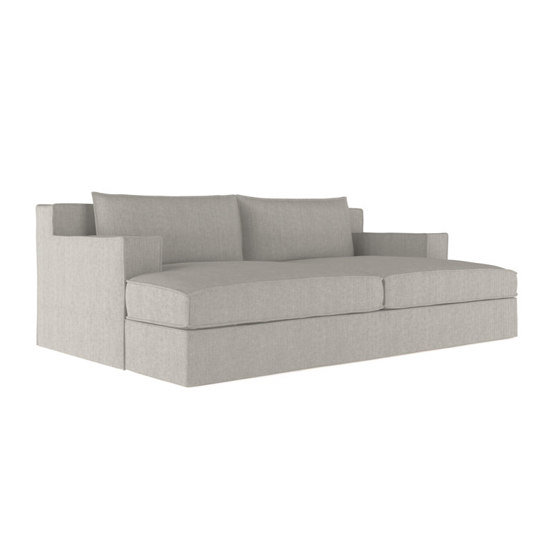 Mulberry Square Track-Arm Daybed with Flange Seam, Vintage Leather Pumice, Dark Brown