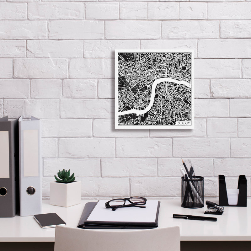 «London Map Black» par Laura Marshall, art mural sur toile