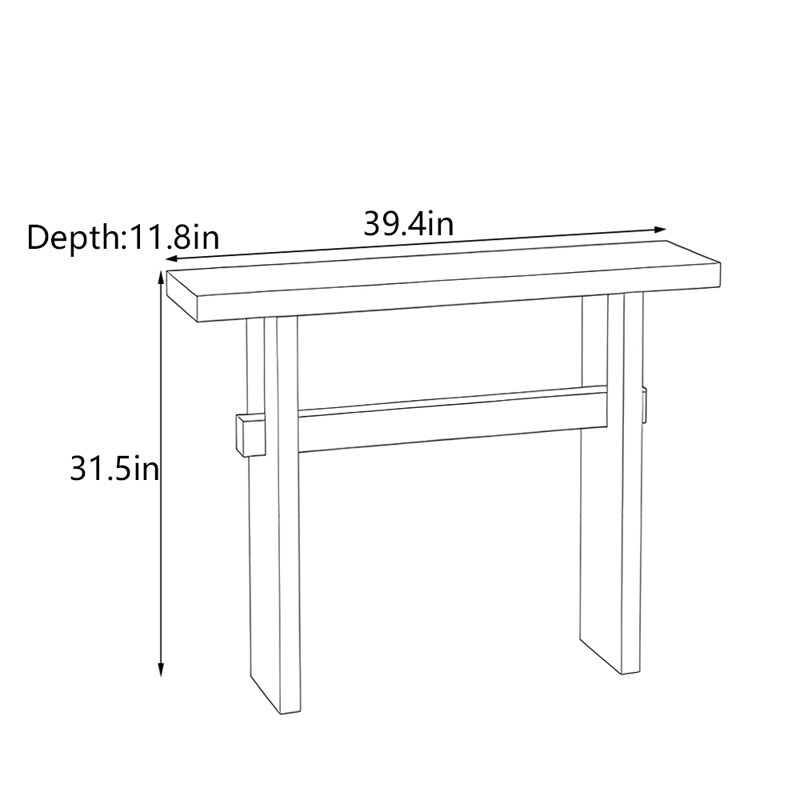 Console en bois de pin massif, H 31,5 po x l 39,4 po x P 11,8 po