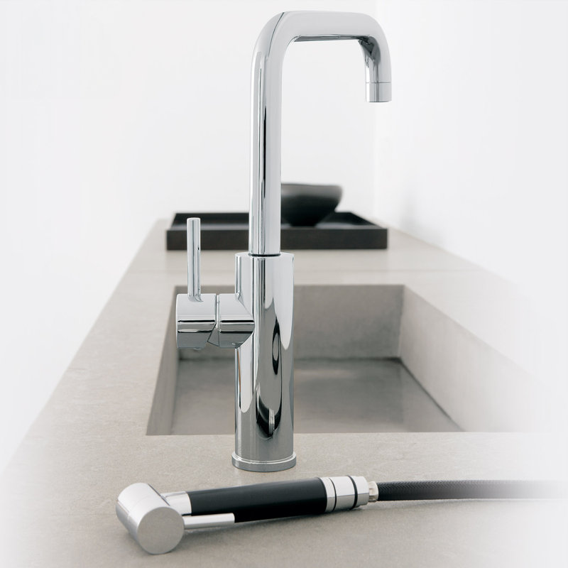 Mitu Single Handle Kitchen Faucet With Accessories, Chrome