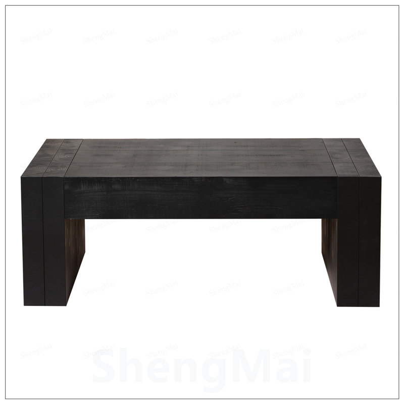 Table basse en bois, centre de table en bois d'ingénierie avec finition solide, pieds de style campagnard moderne