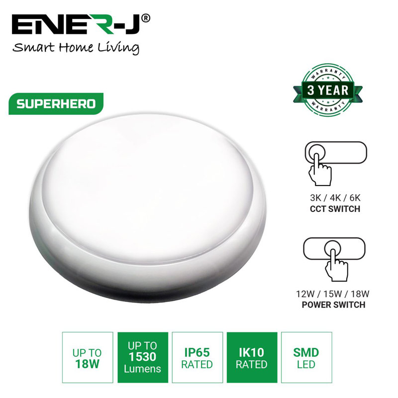 ENER-J LED Bulkhead 320mm White 18W