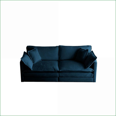 Canapés pour salon, chambre à coucher | Causeuse moderne à 2 places et 4 coussins Modern | Structure en bois massif | Bleu marine | Chenille