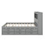 Lit double en bois de pin - Conception de plateforme avec prises USB, 3 tiroirs, tête de lit et lit gigogne-1180284226