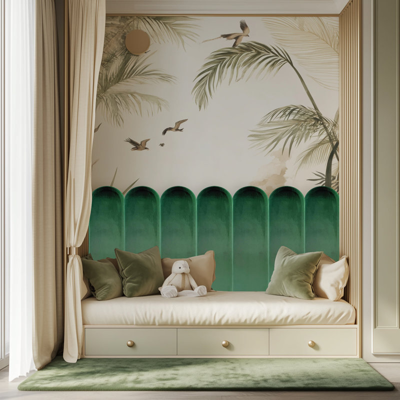 Medium Green Upholstered Wall Panels, SET Of 4, Wall Decor, 3D Wall Panels, Accent Wall Panels, Headboard Panels, Acoustic Panels, Decorative Panels