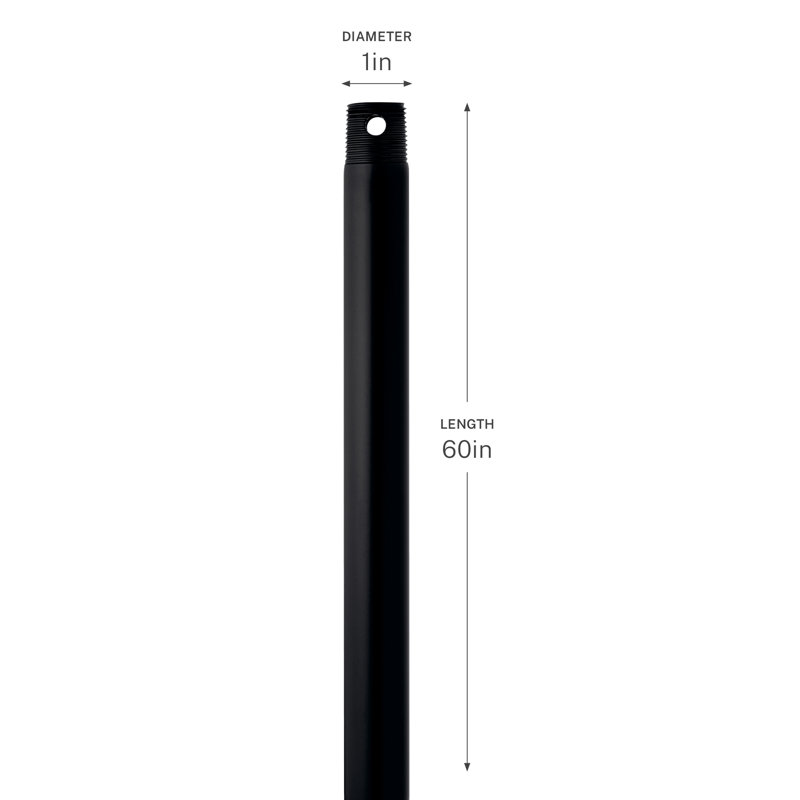 Tige de suspension pour ventilateur de plafond noir satiné de 60 pouces, H 60 po x l 1 po x P 0,75 po, Noir satiné