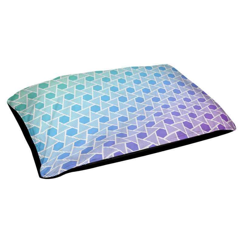 Coussin de lit à triangles hexagonals Byrge, Moyen (H 6,5 po x l 40 po x P 30 po), Dégradé paon, Polyester