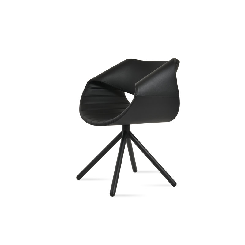 Chaise avec accoudoirs pivotante Seminyak, Noir, Noir