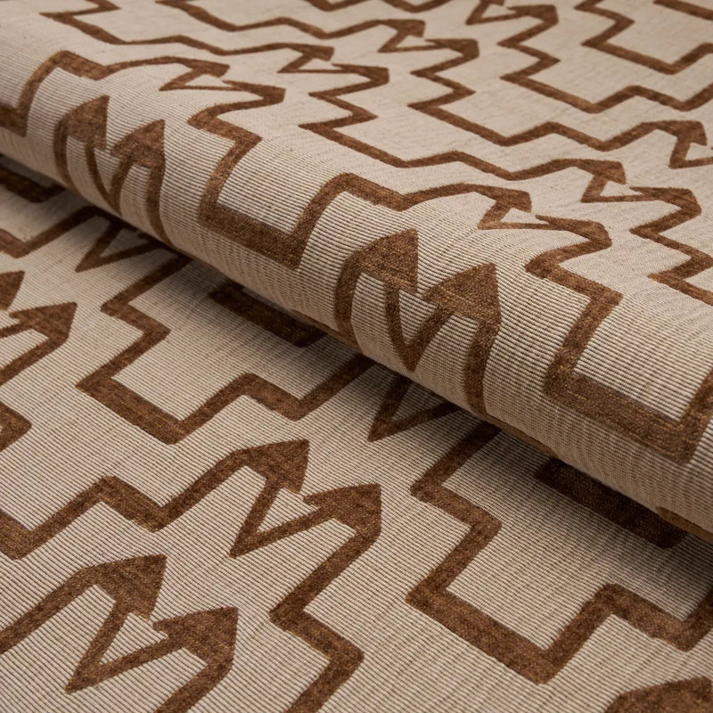 Schumacher X David Kaihoi Turkish Step Fabric, Brown