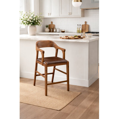 Kolpack Stationary Bar Stool - Chestnut Wire-Brush Finish