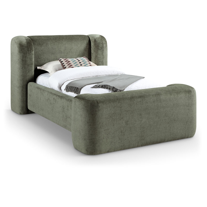 Lit en tissu Modena Jadeth Chenille, Green Chenille Fabric, Simple