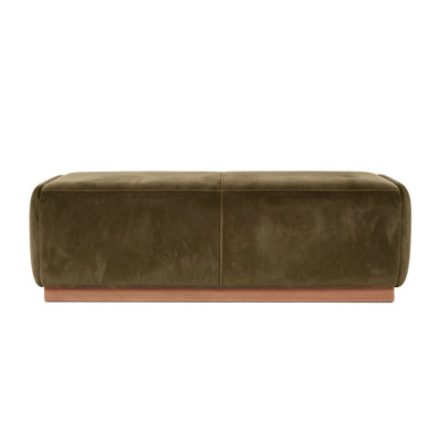 Velvet Storage Ottoman with Wood-Tone Base – Lift-Top Bench with Hidden Storage, Decorative Stitching, Safety Hinges for Living Room, Bedroom