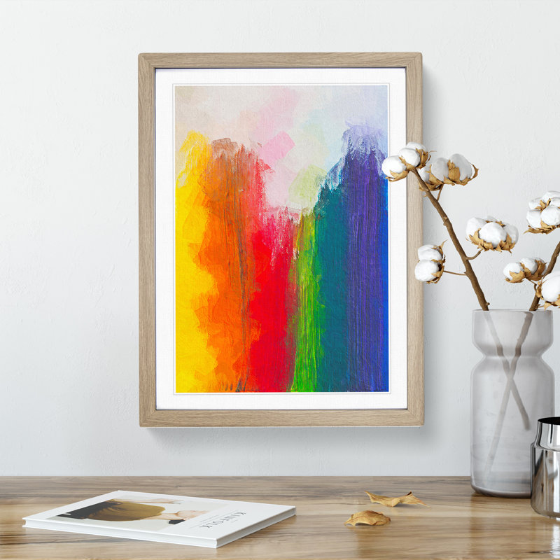 XV1022-4709X Touching The Rainbow Abstract - Print, Oak Framed, 66cm H x 48cm W, White