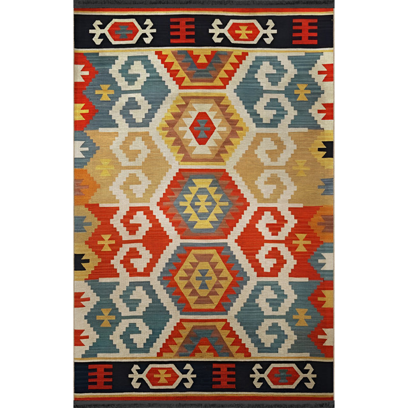 Tapis décoratif multicolore à motifs géométriques mixtes, Rectangle 3 pi 9,81 po x 4 pi 11,06 po