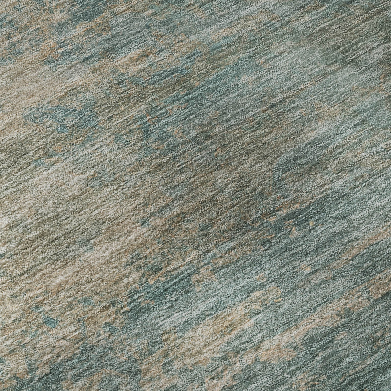 Tapis abstrait lavable à la machine de qualité supérieure Mayfield AMF2071, Turquoise, 1 pi 8 po x 2 pi 6 po