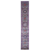 Hand Knotted Wool Area Rug in Gray And Purple