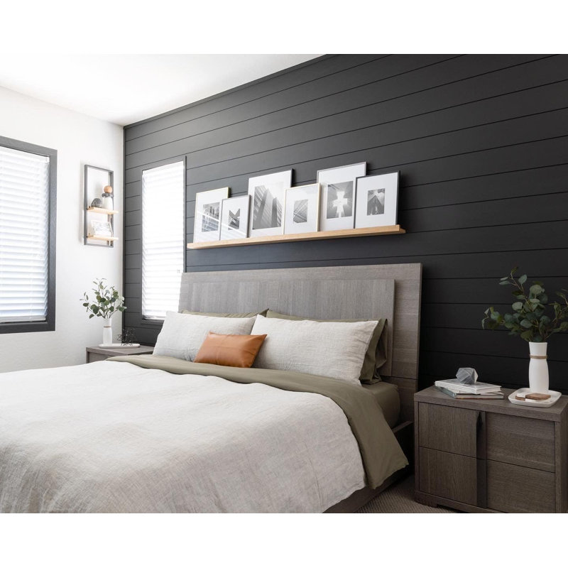 5.03" x 35.5" Peel and Stick Shiplap Wall Paneling (10-pack), Black