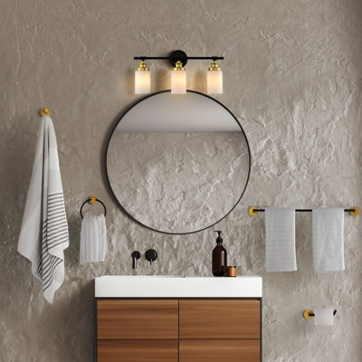 Ensemble de meuble-lavabo 23,25 po avec abat-jour en verre givré et quincaillerie de salle de bain Jeneil