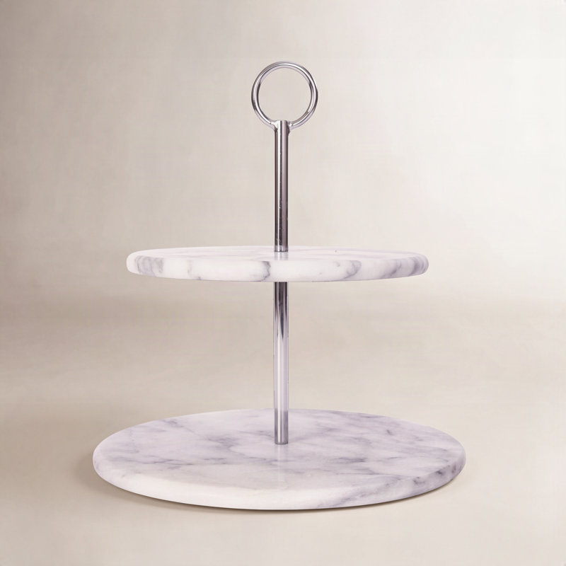 Artifacts Marble™ 2-Tier Dessert Plate, White Matte