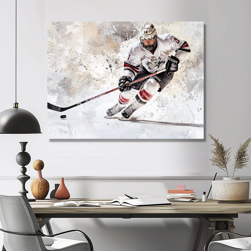 Portrait de joueur de hockey sous les projecteurs III, H 30 po x l 40 po, Toile tendue, Ne s’applique pas
