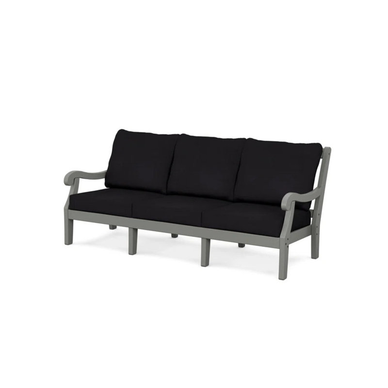 Canapé POLYWOOD x Birch Lane Verlyn, Coussin en lin de minuit / structure gris ardoise