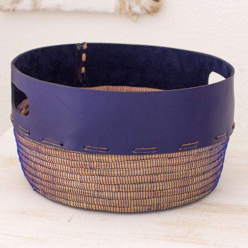 Bayou Breeze Bjarnhildur Genuine Leather Decorative Basket
