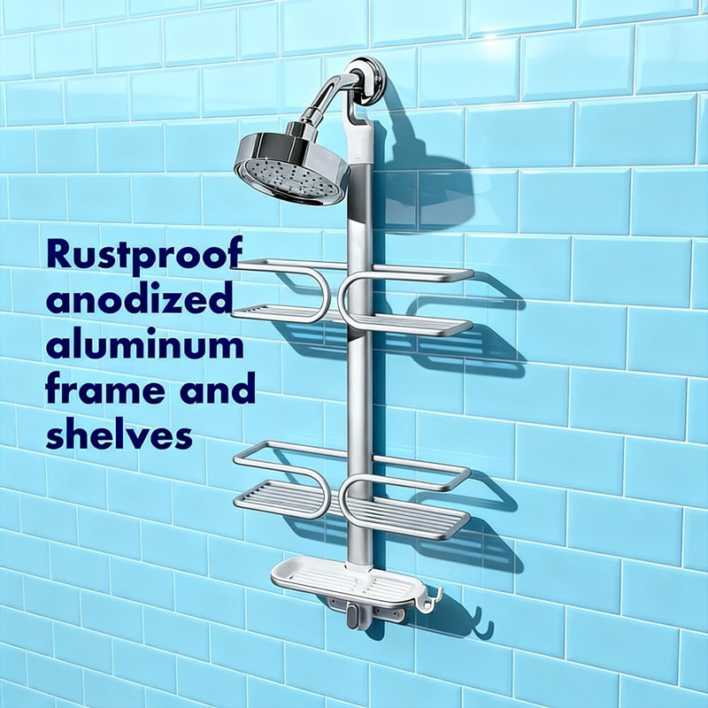 Serviteur de douche à 3 niveaux en aluminium (blanc)