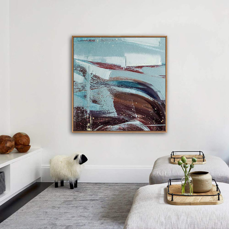 «Blue Brown Modern Texture Effect», reproduction d'art sur toile, H30, impression sur toile encadrée, Naturel