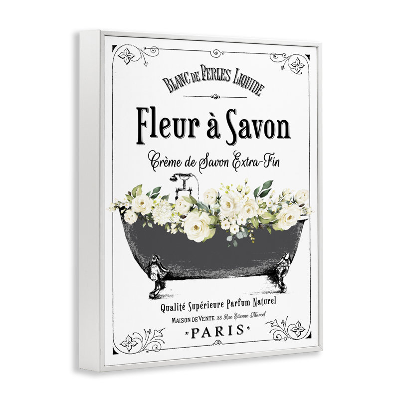 Giclée de baignoire à fleur française, design par lettré et doublé, H 14 po x l 11 po