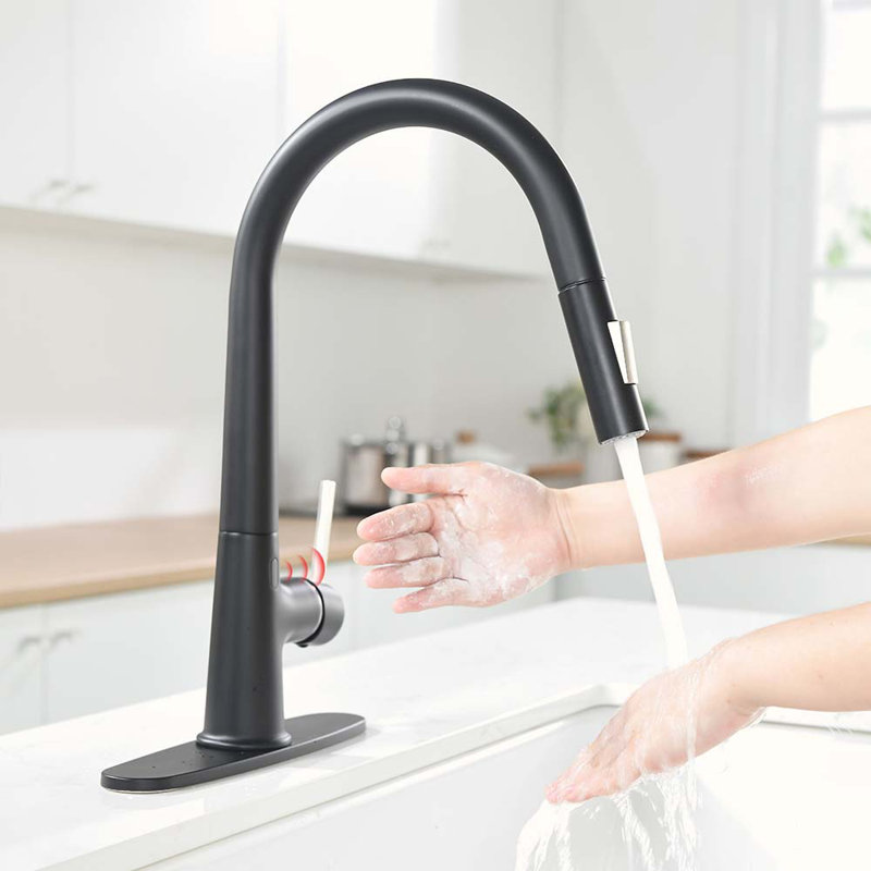 HOOSENG Pull Down Touchless Kitchen Faucet, Matte Black