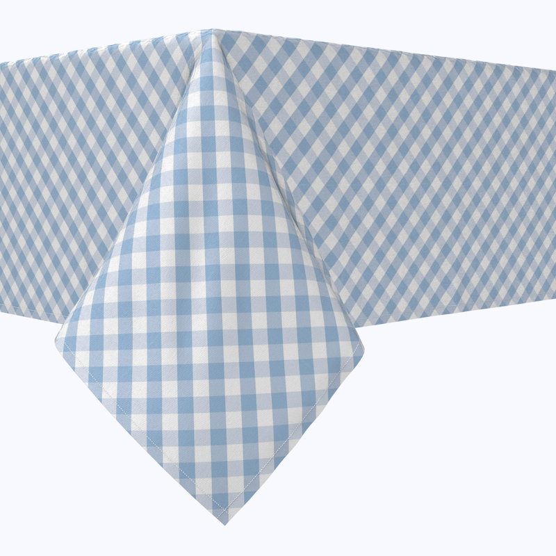 Rectangular Tablecloth, 100% Cotton, 52X104", Pastel Blue Cross Weave Gingham, 104" L x 60" W