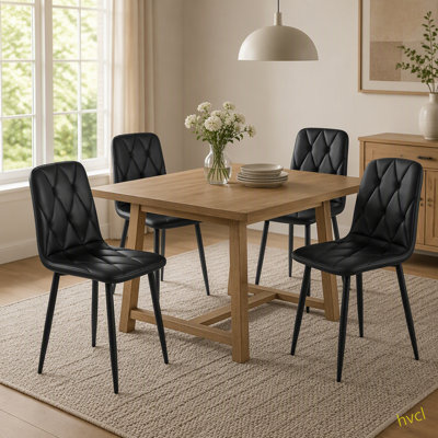 Ensemble de 4 chaises de salle à manger, chaises de cuisine modernes, siège de salle à manger rembourré en polyuréthane et pieds robustes en métal