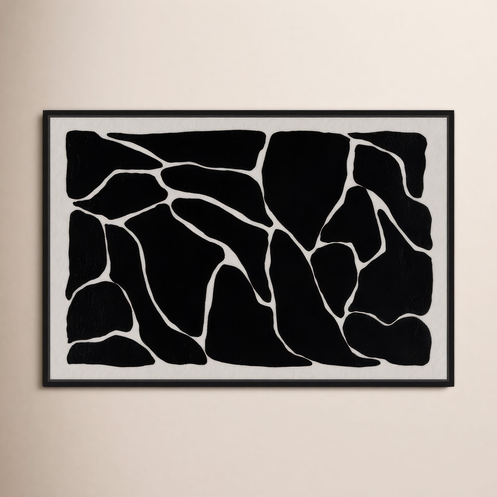 Abstract Black and White Giraffe Pattern Print, Black, 21" H x 31" W