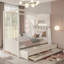 Lit à baldaquin simple avec lit gigogne et 3 tiroirs, tête de lit tapissier, rangement et assemblage facile, beige-2001292032-2001292038