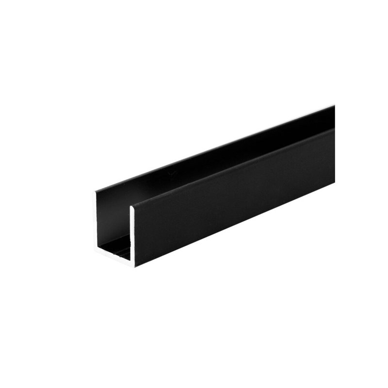 FHC CUC1MB121N 1" x 1" U-Channel - 12" Long Sample - Matte Black Anodized
