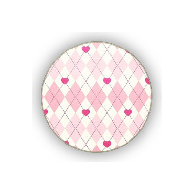 Pink Themed Striped Heart Patterned Creative Modern Decorative Machine Washable Rug