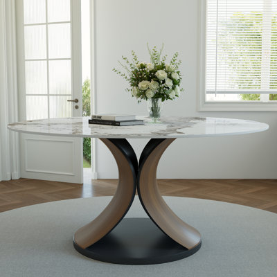 Table de salle à manger ronde en noyer pour 2 à 10 personnes