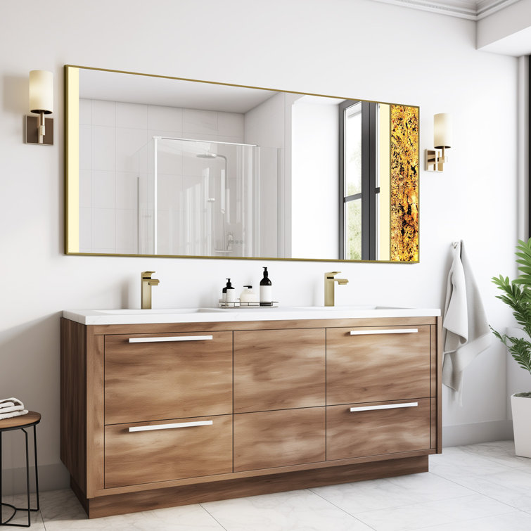 72"W*36"W Led Mirror Bathroom Vanity Mirror,Wall Mount Vanity Mirror,Brushed Gold