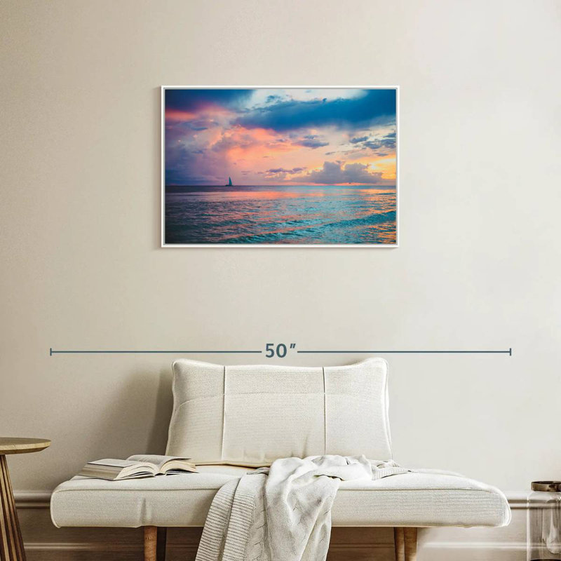 Coucher de soleil au Panama, Cadre flottant blanc, 31 po x 21 po