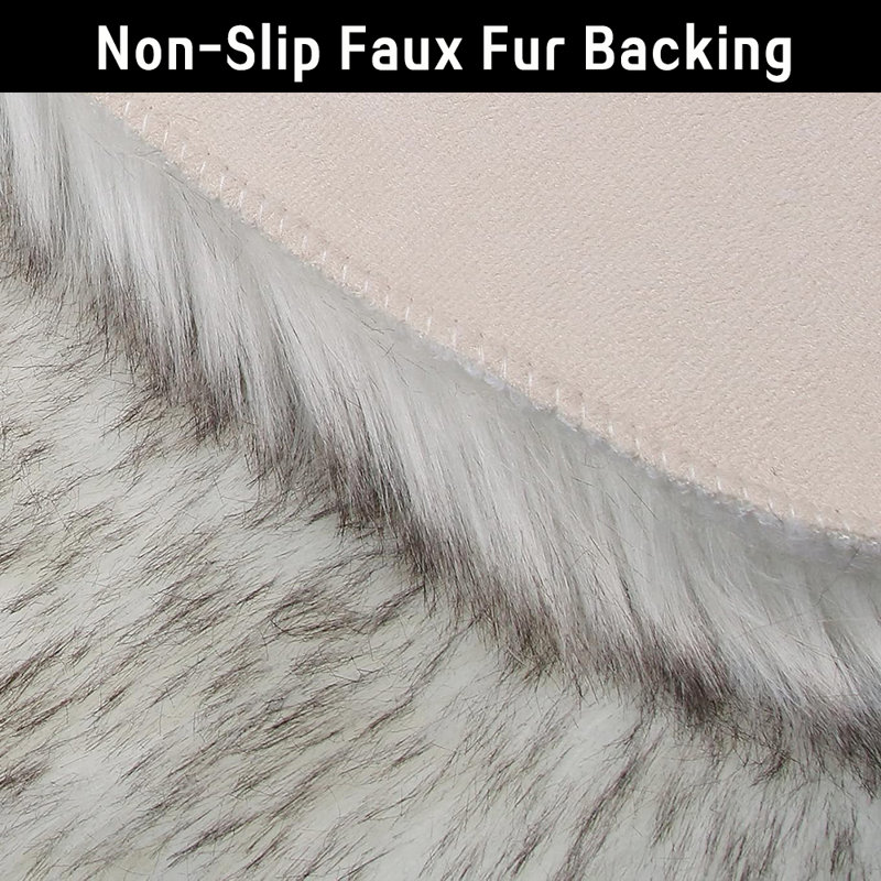 Plush Faux Sheepskin White Rug, Rectangle 2' x 3'