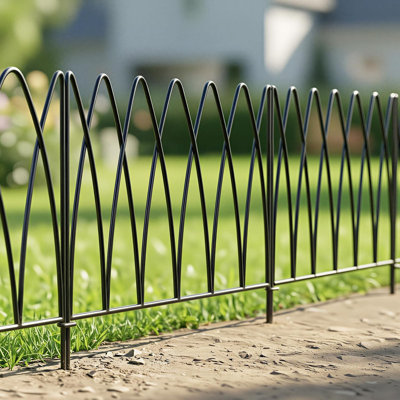 18" H x 18"W Decorative Metal Garden Fence, 5 Panels, 7.5 ft Total Length, Landscape Border for Flower Beds, Trees & Animal Barriers