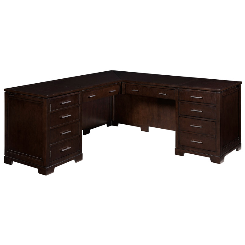L-Shaped Solid Wood Base Executive Desk