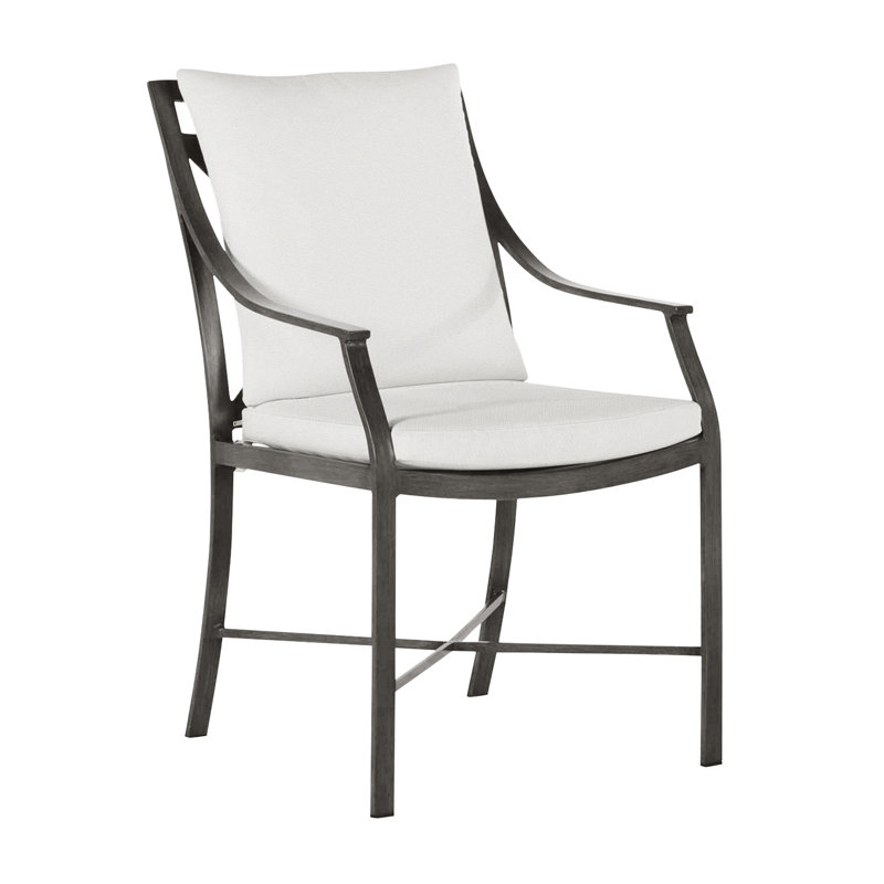 Monaco Patio Dining Armchair with Cushions, Slate Gray, Linen Chambray, No Welt