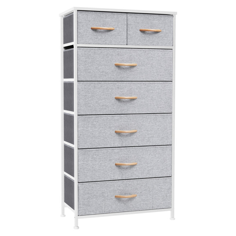 Commode 7 tiroirs 23,22 po, gris clair, Gris clair