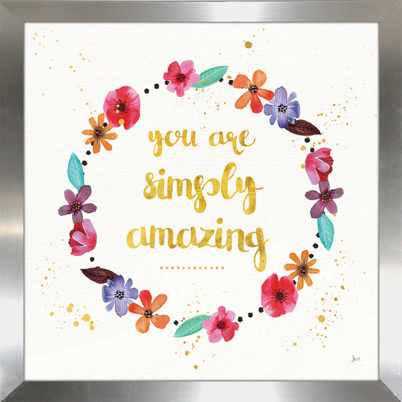 « simply incroyable i », art textuel sur toile, H 21,5 po x l 21,5 po x P 0,75 po, Encadrement argenté