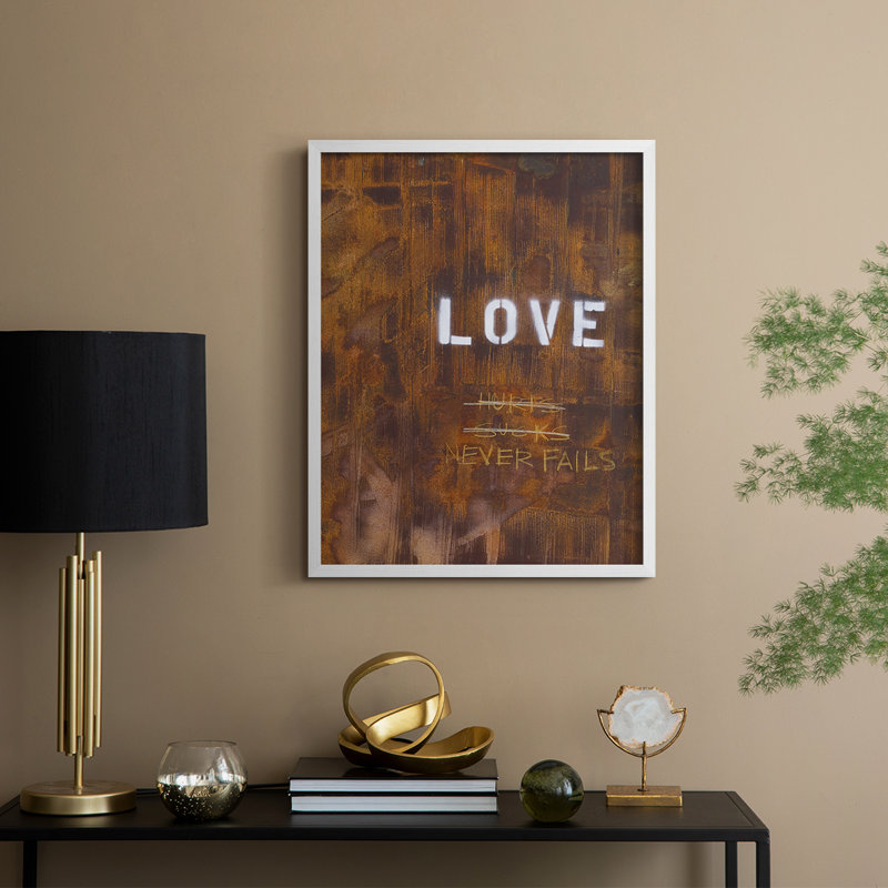 Love Never Fails I Framed Print - Solid Wood, 21" H x 17" W, White