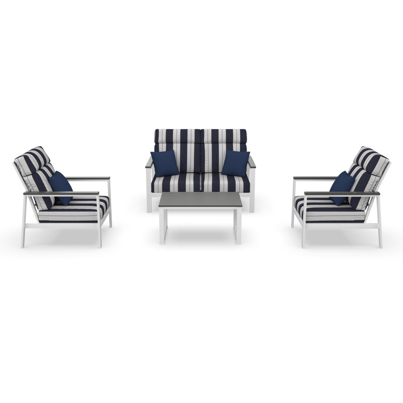 Ensemble de conversation Townsend pour 4 personnes avec coussins Sunbrella, Port Rrelate, Gris